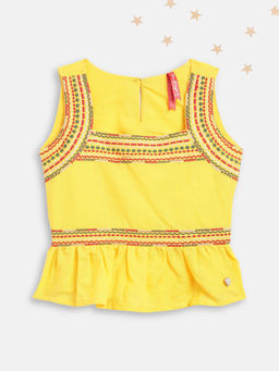 Blue Giraffe - Girls Yellow Top