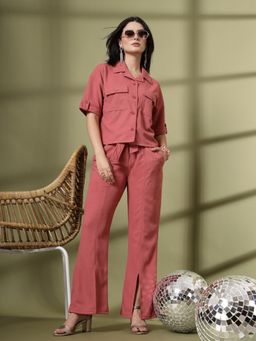 CHKOKKO - Womens Pink Casual Summer Co-Ord (Set of 3)