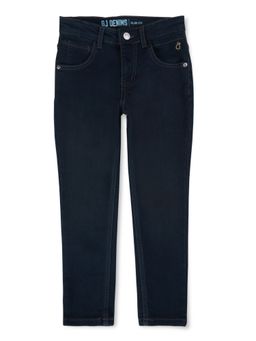 Gini & Jony - Boys Denim Washed Navy Blue Solid Jeans