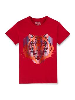 Gini & Jony - Boys Cotton Red Graphic Printed T-Shirt