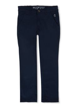 Gini & Jony - Boys Cotton Navy Blue Solid Trouser