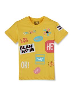 Gini & Jony - Boys Cotton Yellow Graphic Printed T-Shirt
