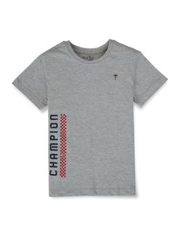 Gini & Jony - Boys Cotton Grey Graphic Printed T-Shirt