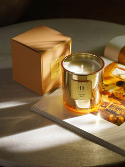 Pure Home + Living - Gold Scented Wax Filled Candle Jar - Oud