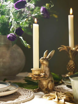 Pure Home + Living - Gold Polyresin Rabbit Candle Holder