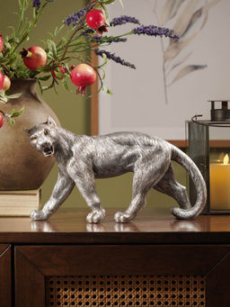 Pure Home + Living - Silver Polyresin Roaring Panther