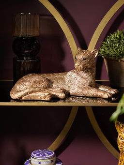 Pure Home + Living - Gold Polyresin Sitting Leopard