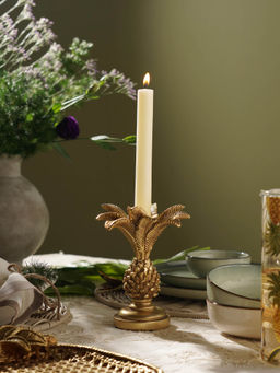 Pure Home + Living - Gold Polyresin Palm Candle Holder