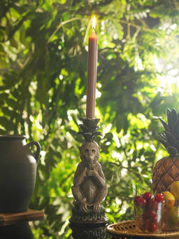 Pure Home + Living - Grey Green Polyresin Monkey Candle Holder