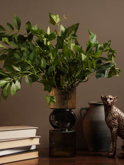 Pure Home + Living - Amber 3 Tone Geometric Ribbed Glass Vase