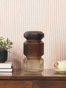 Pure Home + Living - Brown 3 Tone Geometric Ribbed Glass Vase