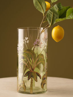 Pure Home + Living - Light Green Printed Glass Vase