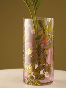 Pure Home + Living - Old Rose Printed Glass Vase