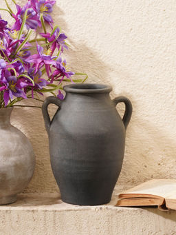 Pure Home + Living - Charcoal Grey Terracotta Earthen Vase
