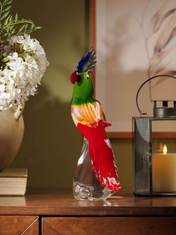 Pure Home + Living - Multicoloured Glass Parrot Bird Figurine