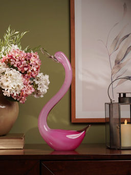 Pure Home + Living - Pink Glass Swan Bird Figurine