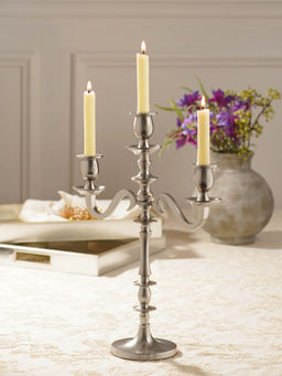 Pure Home + Living - Silver 3 Arm Candelabra