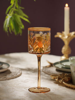 Pure Home + Living - Light Amber & Gold Glass Stem Candle Holder