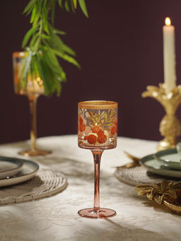 Pure Home + Living - Old Rose & Gold Glass Stem Candle Holder