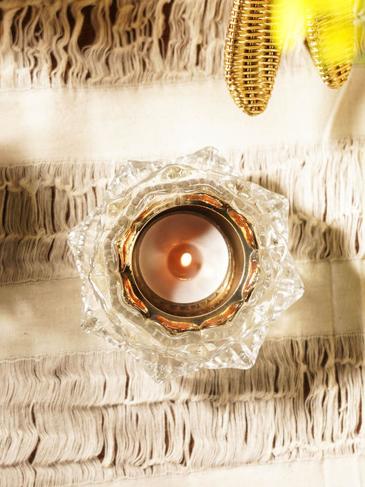 Pure Home + Living Set of 2 Silver Lotus Shaped Tealight Holders