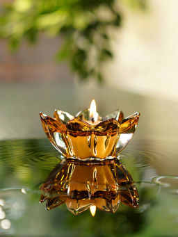 Pure Home + Living - Amber Floral Shaped Tealight Holder (Pack of 2)