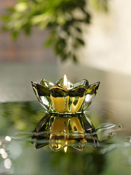 Pure Home + Living - Green Floral Shaped Tealight Holder (Pack of 2)
