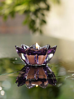Pure Home + Living - Purple Floral Shaped Tealight Holder (Pack of 2)