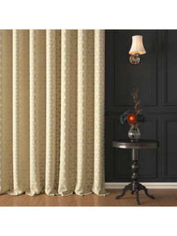Story@Home - Blackout Foil Beige & Golden Hexagon Pattern 1 Pc Semi Long Door Curtain