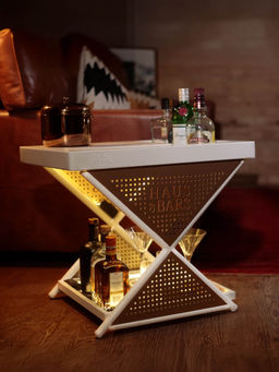 HAUS OF BARS BY SPEEDX - Model J Mini Home Bar With Compact and Foldable Design Matte White