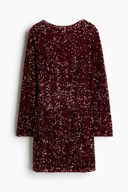 H&M - Women Red MAMA Sequined Deep-Back Dress