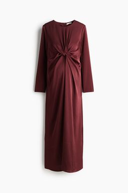 H&M - Women Red MAMA Draped Knot-Detail Satin Dress