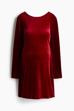 H&M - Women Red MAMA Deep-Back Velour Dress
