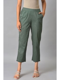 W - Green Solid Parallel Pant