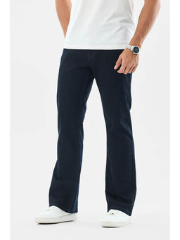 Snitch - Navy Blue Washed Bootcut Casual Jeans for Men