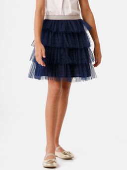 Kate & Oscar - Girls Navy Blue Net Layered Skirt