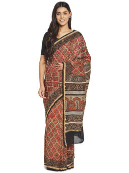 Fabindia - Multicolour Bagru Cotton Silk Saree