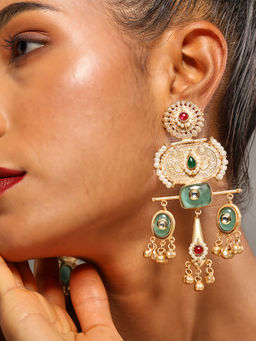 VENI - 92.5 Silver-Plated Artificial Stone Contemporary Oxidised Drop Earrings