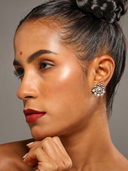 VENI - Silver-Plated Artificial Stones Studded Contemporary Stud