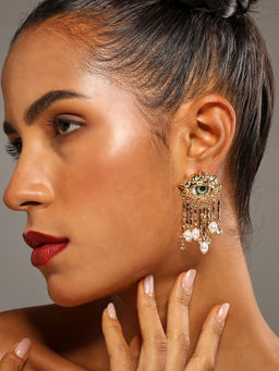 VENI - Stainless Steel 18k Gold-Plated Stones Drop Earrings