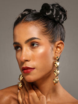 VENI - Stainless Steel 18k Gold-Plated Contemporary Shaped Drop Earrings
