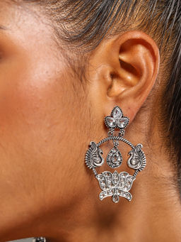 VENI - Gold-Plated Artificial Stones Contemporary Shaped Drop Earrings