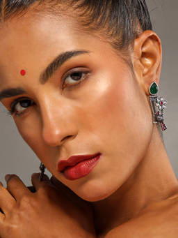 VENI - 92.5 Silver-Plated Artificial Stones Contemporary shaped Drop Earrings