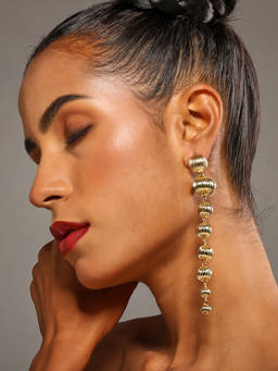 VENI - Gold-Plated Artificial Stones Contemporary shaped Drop Earrings
