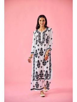 Old Marigold - Aurum Black Modal Hand Embroidered Chikankari Kurta with Palazzo (Set of 2)