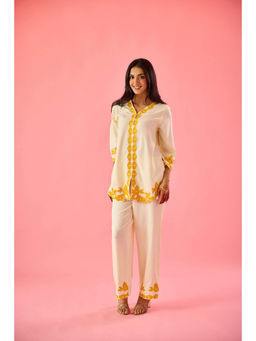 Old Marigold - Blossom Cream Cotton Embroidered Co-Ord (Set of 2)