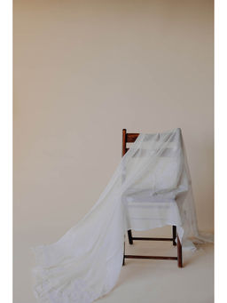 Old Marigold - Farida White Kota Hand Embroidered Chikankari Dupatta