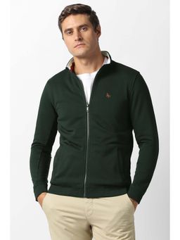 Van Heusen - Men Green Solid Round Neck Sweatshirt