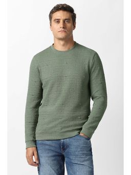 Van Heusen - Men Green Textured Crew Neck Sweatshirt