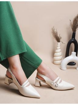 CLOG LONDON - Women Casual Slip On Block Heels Off White