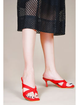 CLOG LONDON - Women Casual Slip On Kitten Heels Red